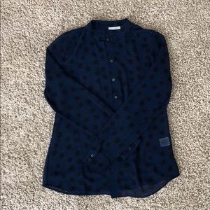 Long sleeve sheer button up shirt